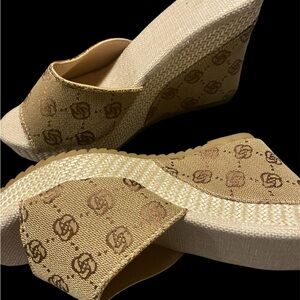 Women's Beige Wedge Sandals